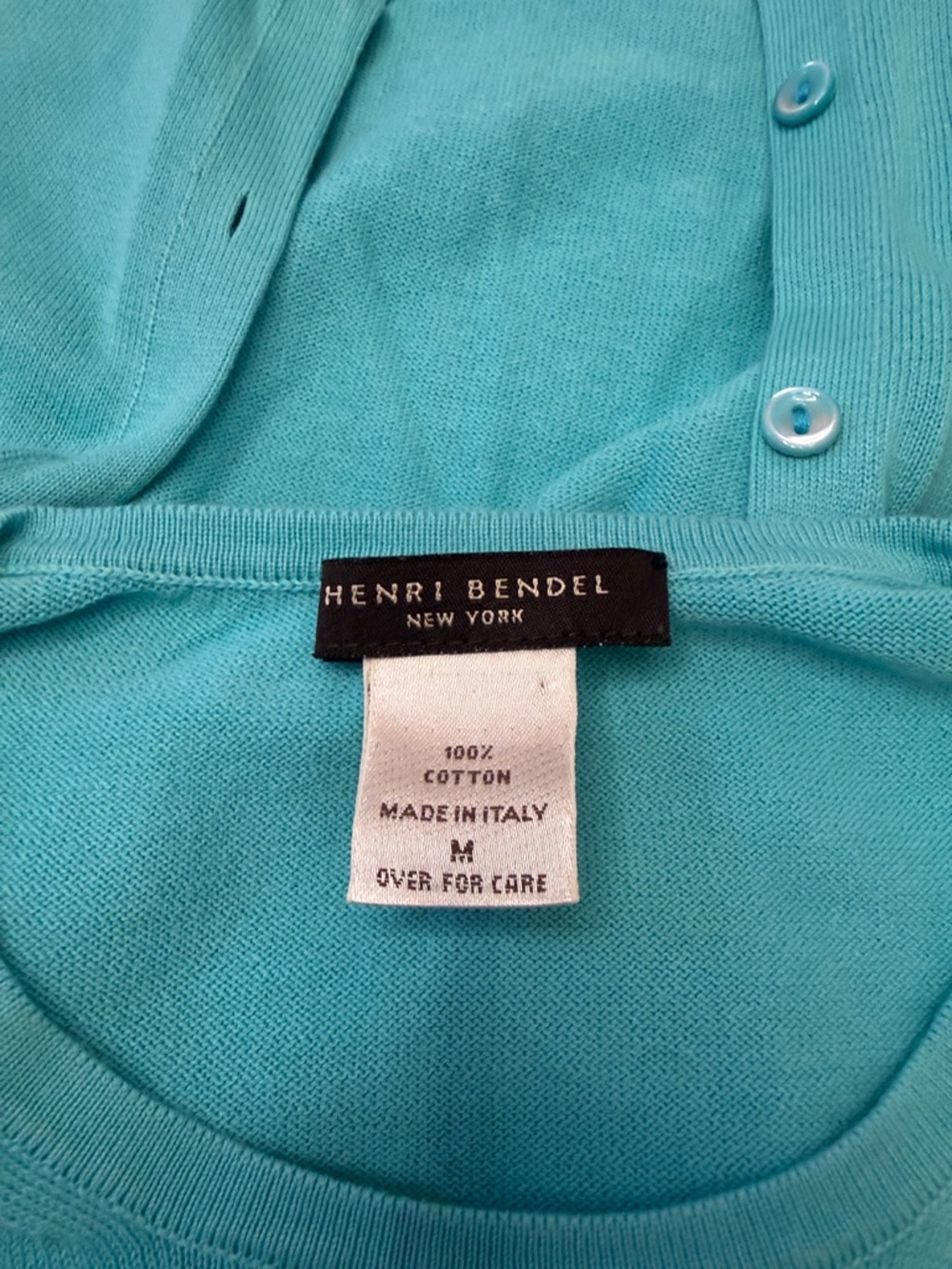 Henry Bendel Turquoise Short Sleeve Sweater with Matching Cardigan like new - Picture 3 of 4